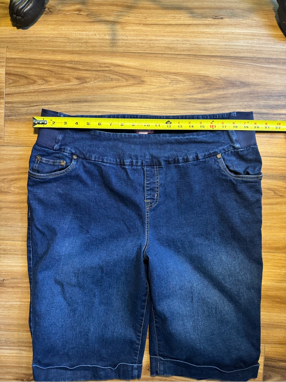Woman Within Indigo Pull-On Denim Bermuda Shorts - Picture 2 of 10